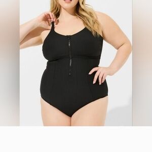 Torrid Black One-Piece Swimsuit with Scoop Neckline